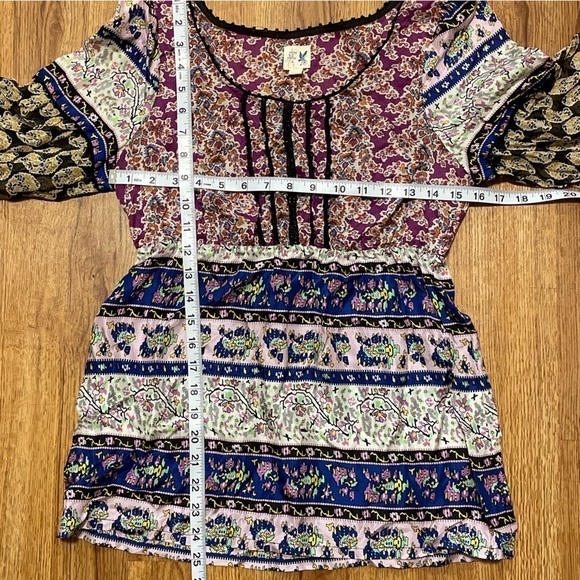 Edme & Esyllte Womens boho Cotton Silk Multicolor Floral Top Blouse 3/4 Sleeve - Picture 10 of 10